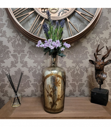 15" ANTIQUE SILVER GLASS DECORATIVE VASE