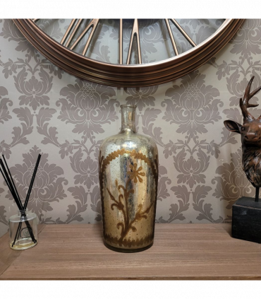 15" ANTIQUE SILVER GLASS DECORATIVE VASE