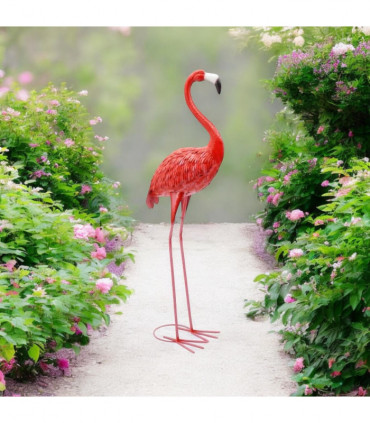 150CM PINK METAL FLAMINGO