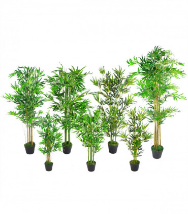 Artificial Bamboo Plant 150cm (5ft) Natural Look Green Brown Canes Plain Pot