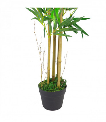 Artificial Bamboo Plant 150cm (5ft) Natural Look Green Brown Canes Plain Pot