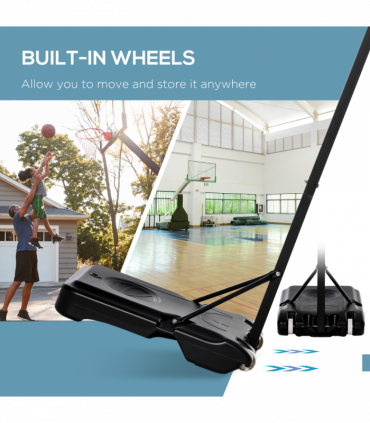 155-210cm Height Adjustable Basketball Stand Backboard Portable w/ Net HOMCOM