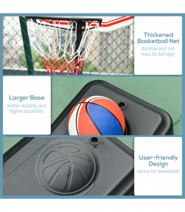 155-210cm Height Adjustable Basketball Stand Backboard Portable w/ Net HOMCOM