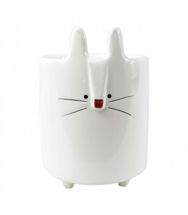 15cm Ceramic White Rabbit Planter