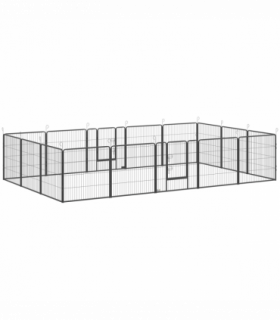 Steel Grey 16 Panels Heavy Duty Puppy Play Pen for Small, Medium Dogs 80Hcm