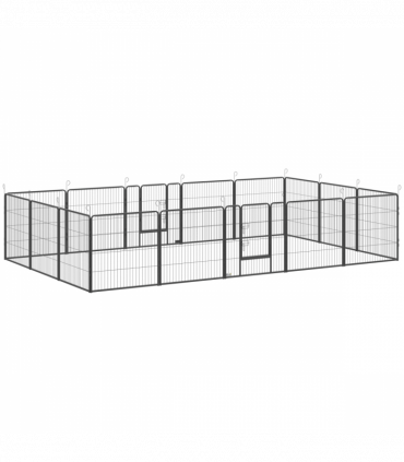 Steel Grey 16 Panels Heavy Duty Puppy Play Pen for Small, Medium Dogs 80Hcm