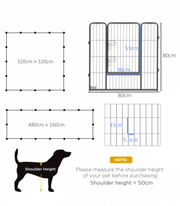 Steel Grey 16 Panels Heavy Duty Puppy Play Pen for Small, Medium Dogs 80Hcm