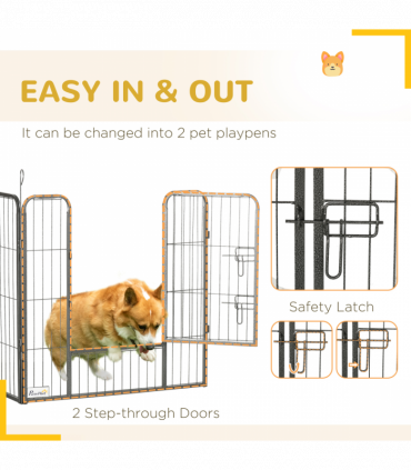 Steel Grey 16 Panels Heavy Duty Puppy Play Pen for Small, Medium Dogs 80Hcm