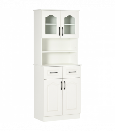 168cm Kitchen Cupboard Storage Cabinet w/ Shelves & Drawers,Open Counter White