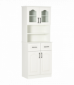 168cm Kitchen Cupboard Storage Cabinet w/ Shelves & Drawers,Open Counter White