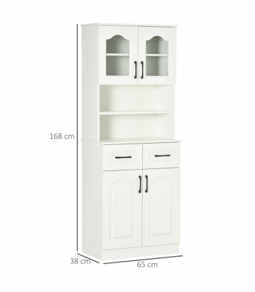 168cm Kitchen Cupboard Storage Cabinet w/ Shelves & Drawers,Open Counter White
