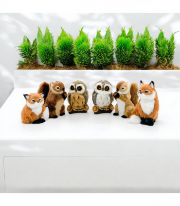 16CM STANDING OWL,FOX,SQUIRREL-6 ASST