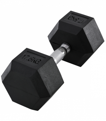 17.5KG Single Rubber Hex Dumbbell Portable Hand Weights Home Gym HOMCOM