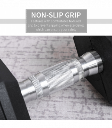 17.5KG Single Rubber Hex Dumbbell Portable Hand Weights Home Gym HOMCOM