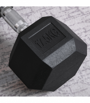 17.5KG Single Rubber Hex Dumbbell Portable Hand Weights Home Gym HOMCOM