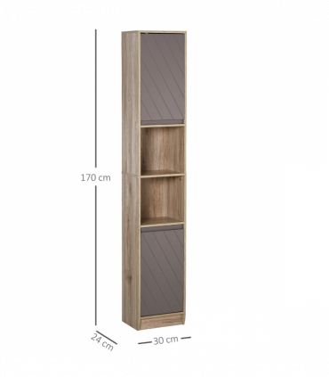 170cm Freestanding Storage Cabinet Slimline Unit w/ 2 Cupboards 2 Compartments