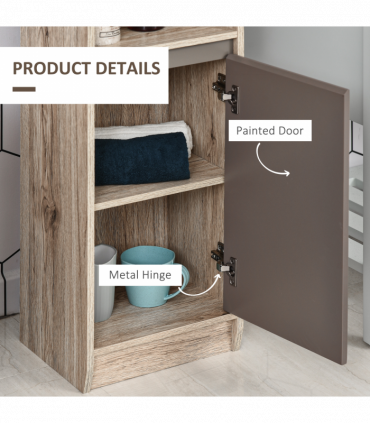 170cm Freestanding Storage Cabinet Slimline Unit w/ 2 Cupboards 2 Compartments