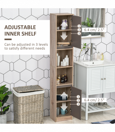 170cm Freestanding Storage Cabinet Slimline Unit w/ 2 Cupboards 2 Compartments