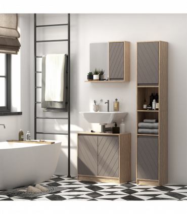 170cm Freestanding Storage Cabinet Slimline Unit w/ 2 Cupboards 2 Compartments