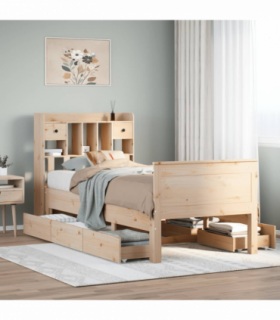 vidaXL Bookcase Bed without Mattress 75x190 cm Small Single Solid Wood Pine