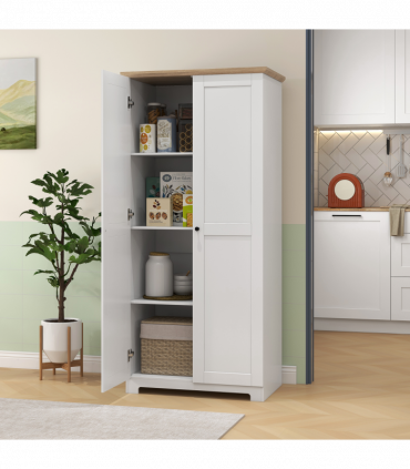172cm Wooden Storage Cabinet Cupboard With 2 Doors 4 Shelves White