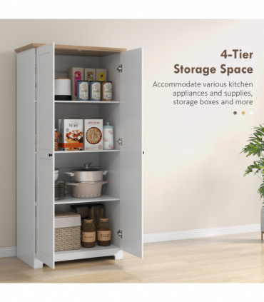 172cm Wooden Storage Cabinet Cupboard With 2 Doors 4 Shelves White