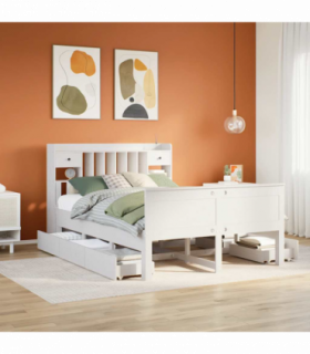 vidaXL Bookcase Bed without Mattress White 140x190 cm Solid Wood Pine