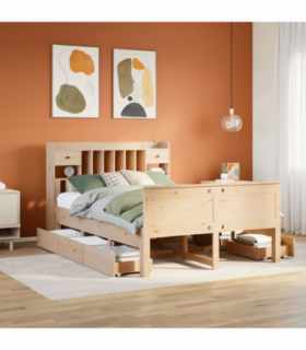 vidaXL Bookcase Bed without Mattress 140x190 cm Solid Wood Pine