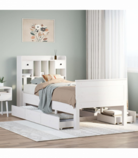 vidaXL Bookcase Bed without Mattress White 75x190 cm Small Single Solid Wood Pine