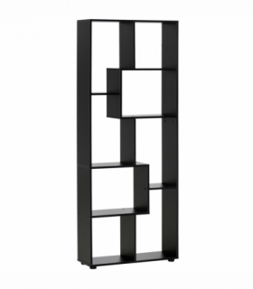 Bookcase 178cm 8-Shelf Black Melamine Surface Foot Pads Multipurpose 8-Grid