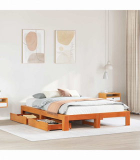 vidaXL Bed Frame without Mattress Wax Brown 140x190 cm Solid Wood Pine