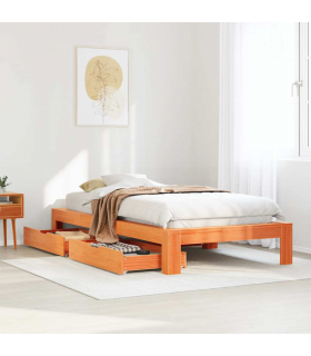 vidaXL Bed Frame without Mattress Wax Brown 100x200 cm Solid Wood Pine