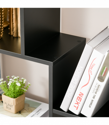 Bookcase 178cm 8-Shelf Black Melamine Surface Foot Pads Multipurpose 8-Grid