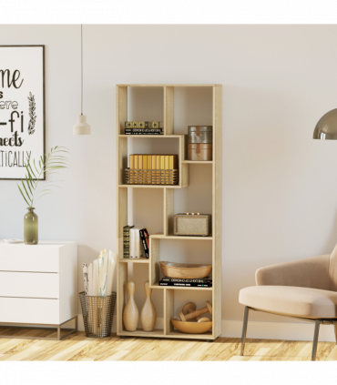Bookcase 178cm 8-Shelf Beige Particleboard Melamine Surface 70cm x 24cm