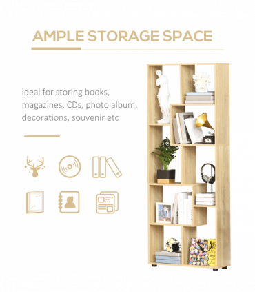 Bookcase 178cm 8-Shelf Beige Particleboard Melamine Surface 70cm x 24cm