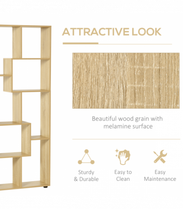 Bookcase 178cm 8-Shelf Beige Particleboard Melamine Surface 70cm x 24cm