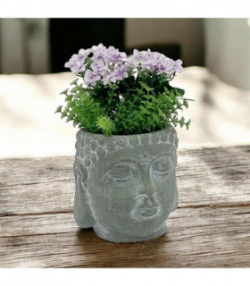 17CM GREY CEMENT BUDDHA FLOWER POT