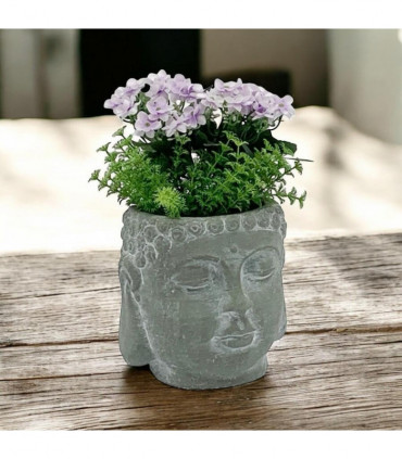 17CM GREY CEMENT BUDDHA FLOWER POT