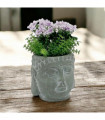 17CM GREY CEMENT BUDDHA FLOWER POT