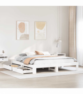 vidaXL Bed Frame without Mattress White 180x200 cm Super King Solid Wood Pine