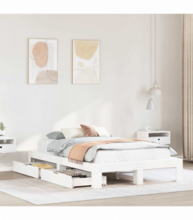 vidaXL Bed Frame without Mattress White 120x190 cm Small Double Solid Wood Pine