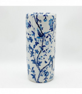 18" ROUND BLUE & WHITE BIRD UMBRELLA STAND