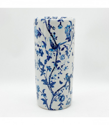 18" ROUND BLUE & WHITE BIRD UMBRELLA STAND