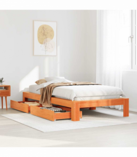 vidaXL Bed Frame without Mattress Wax Brown 75x190 cm Small Single Solid Wood Pine