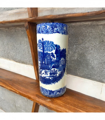 18" ROUND BLUE & WHITE UMBRELLA STAND