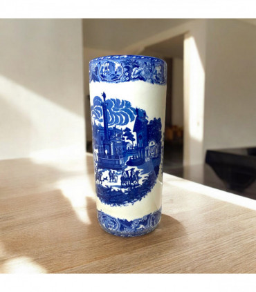 18" ROUND BLUE & WHITE UMBRELLA STAND