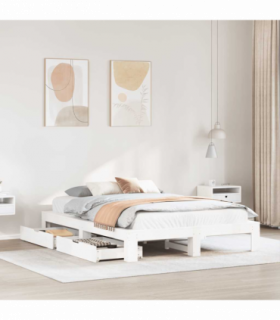 vidaXL Bed Frame without Mattress White 140x200 cm Solid Wood Pine