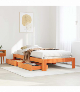 vidaXL Bed Frame without Mattress Wax Brown 90x190 cm Single Solid Wood Pine