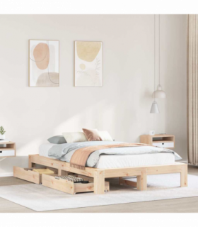 vidaXL Bed Frame without Mattress 135x190 cm Double Solid Wood Pine