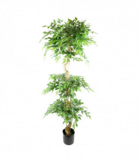 180cm Artificial Twisted Trunk Fruticosa Ficus Tree Triple Ball Topiary 1984 Leaves